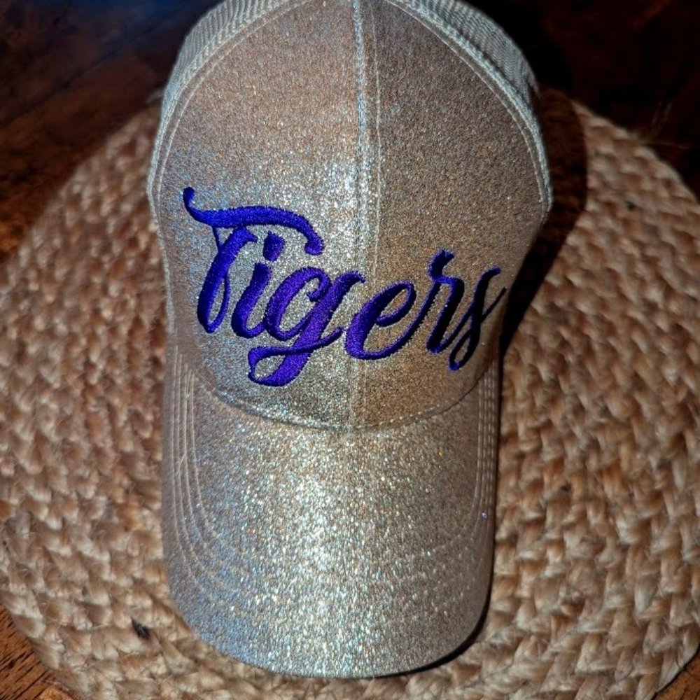 Ladies' LSU Tigers Ponytail, Glitter Hat, OS